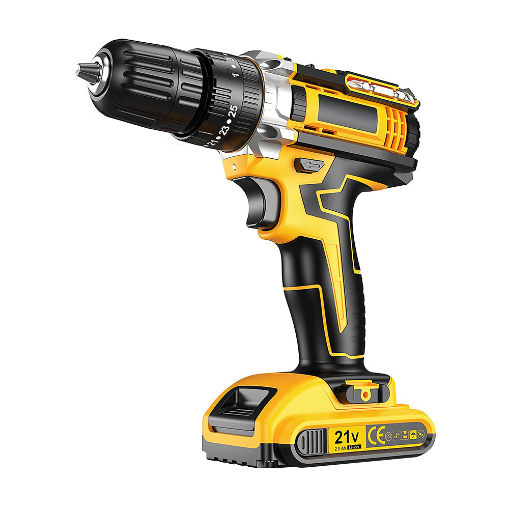 Cordless Handheld Power Drill Set 21V with 2 Batteries, Fast Charger & 59 Accessories