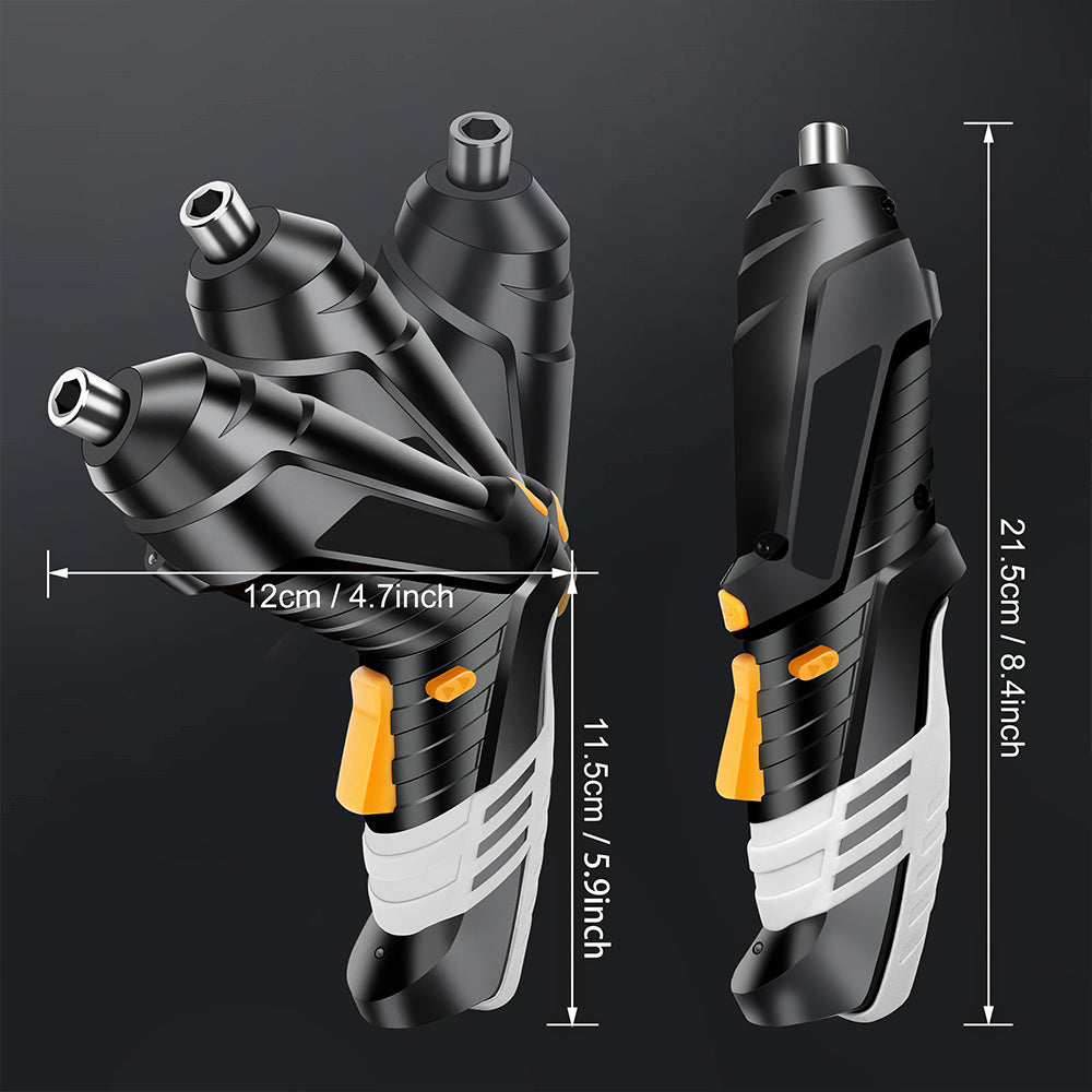 Cordless Electric Screwdriver Set with Adjustable Handle and Bits