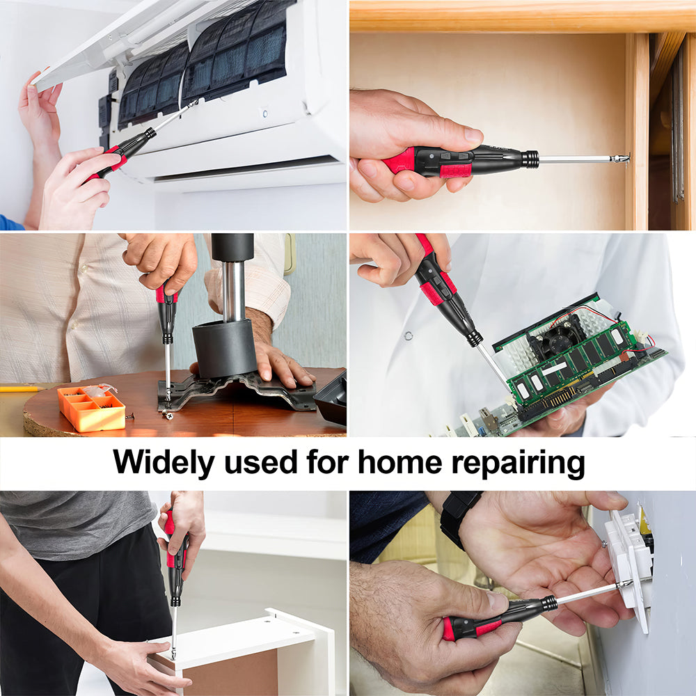 Cordless Rechargeable Electric Screwdriver Set with LED and Bits