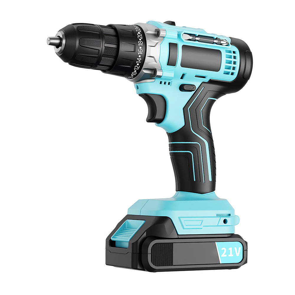Cordless Handheld Power Drill Set 21V with Battery, Fast Charger & 65 Accessories