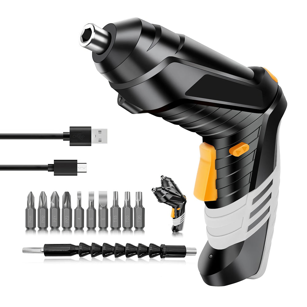 Cordless Electric Screwdriver Set with Adjustable Handle and Bits