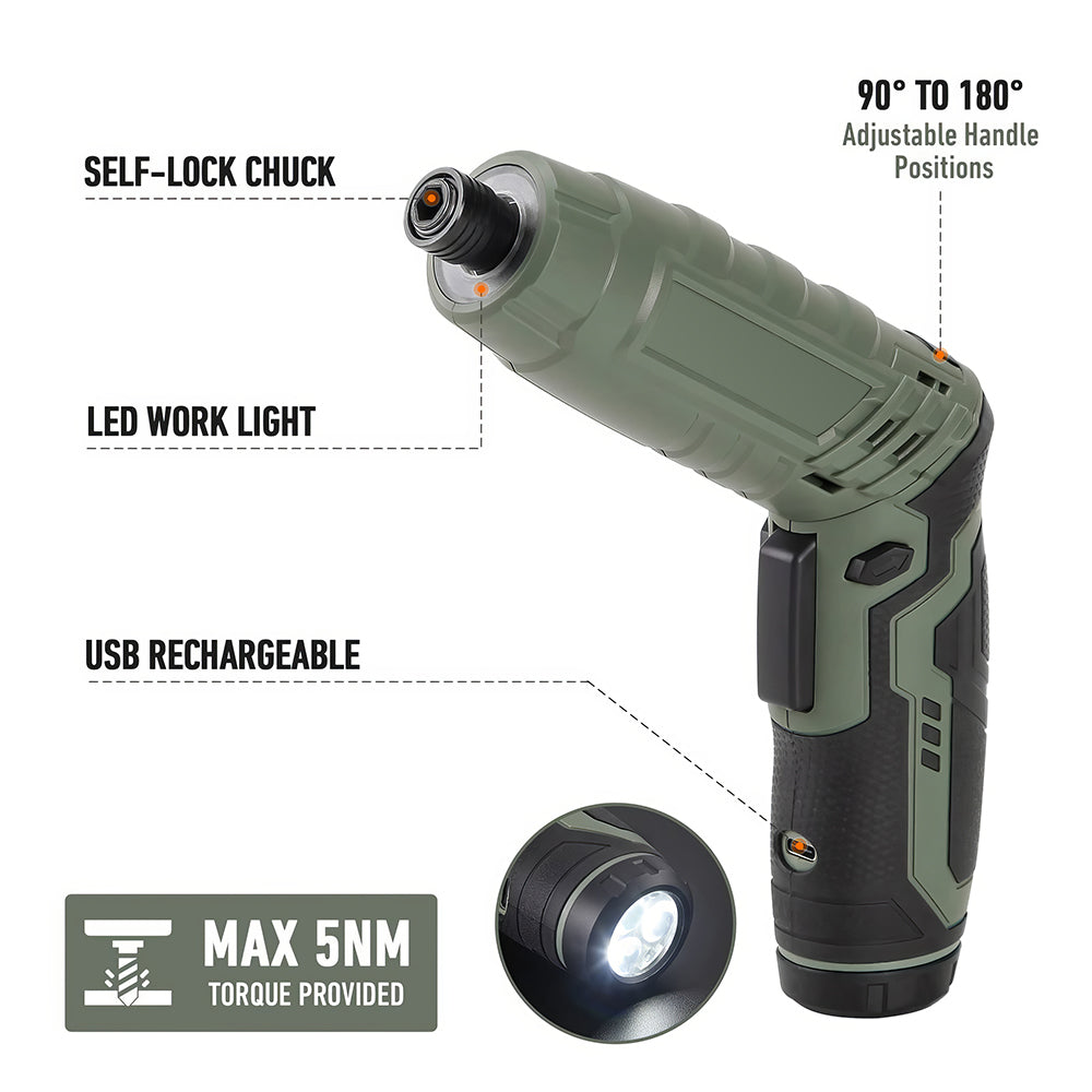 Cordless Electric Screwdriver 4V Max with 39 Piece Kit and LED Light