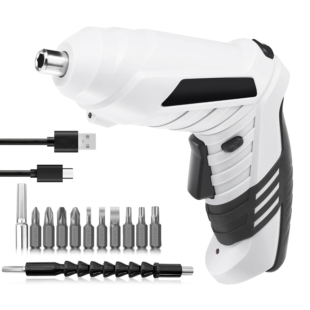 Cordless Electric Screwdriver Set with Adjustable Handle and Bits