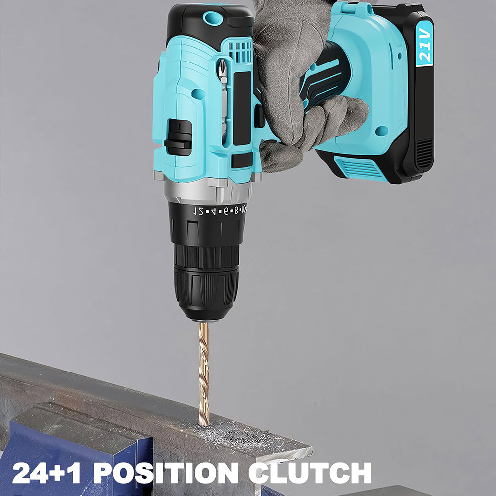 Cordless Handheld Power Drill Set 21V with Battery, Fast Charger & 65 Accessories