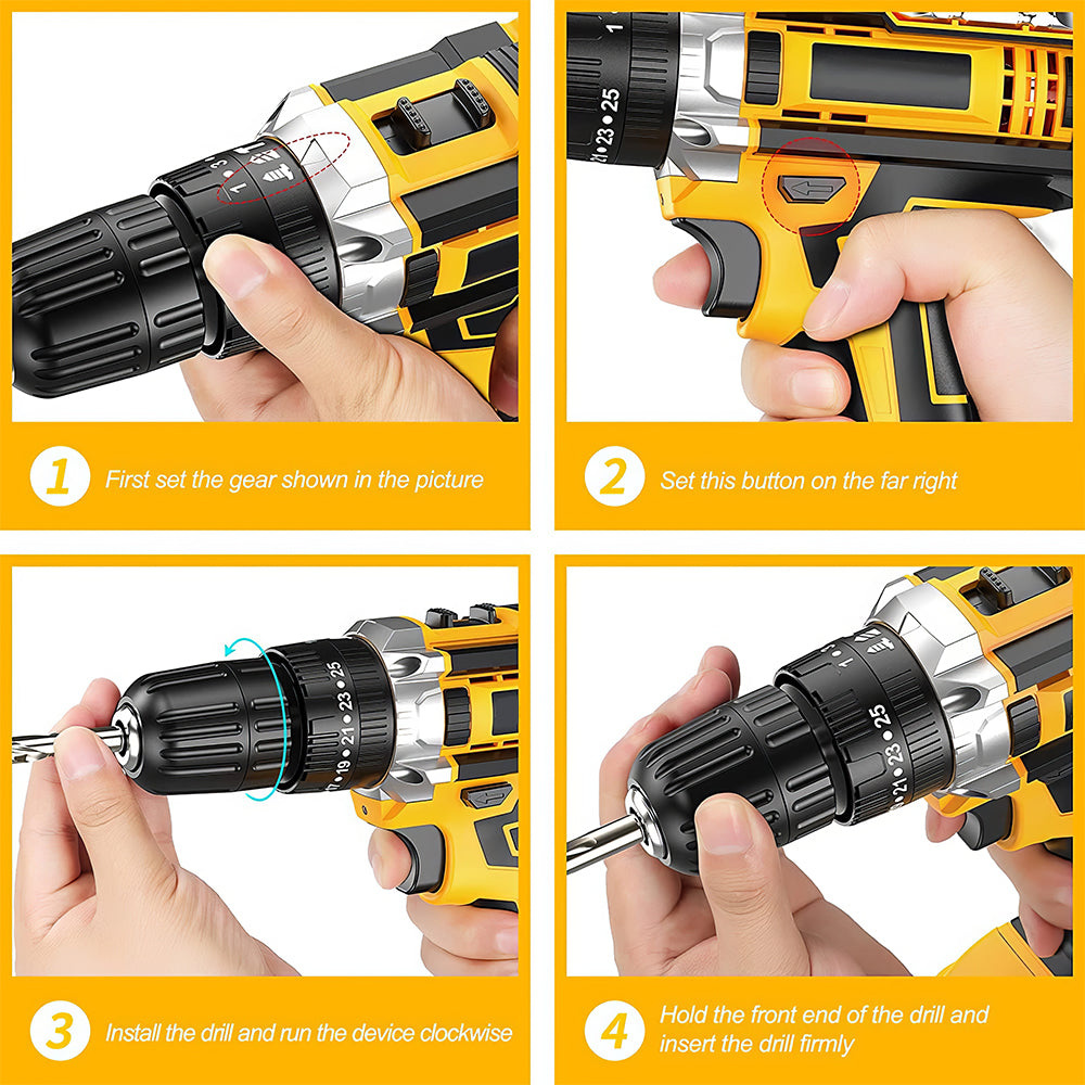 Cordless Handheld Power Drill Set 21V with 2 Batteries, Fast Charger & 59 Accessories