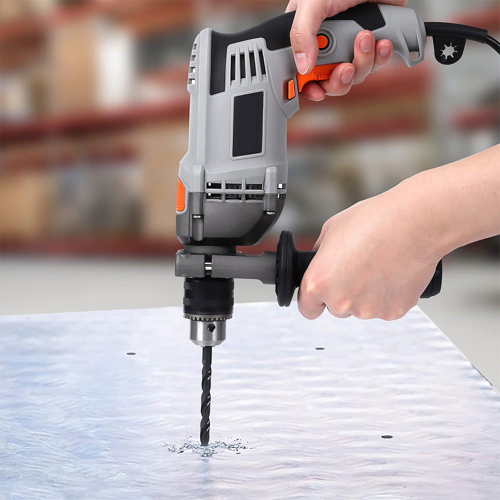 Handheld Corded Hammer Drill 7.5 Amp Variable Speed 1/2-Inch with 15 Bits & Toolbox