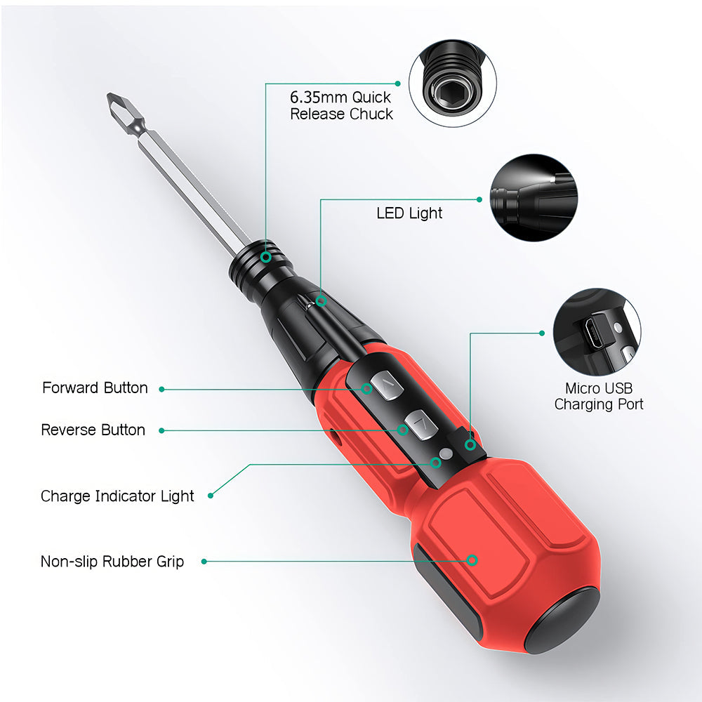 Mini Cordless Electric Screwdriver Set with LED and 10 Bits