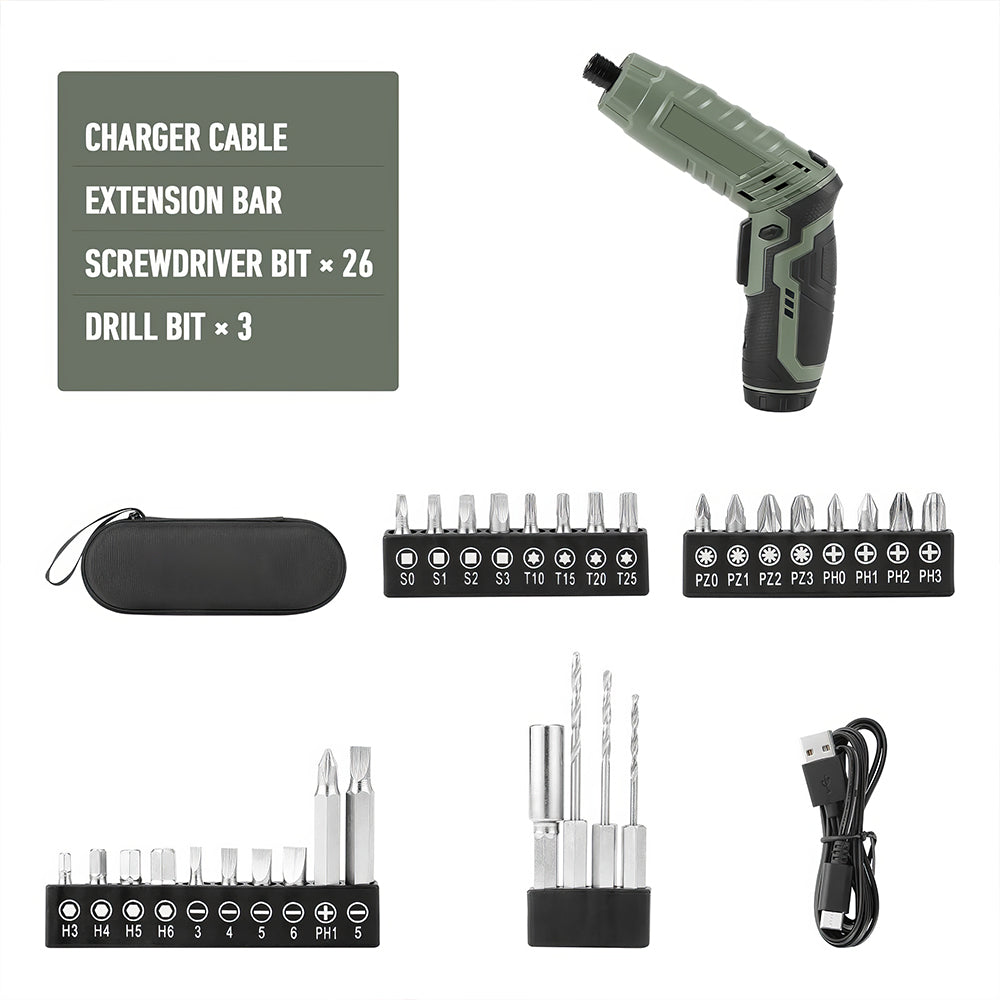 Cordless Electric Screwdriver 4V Max with 39 Piece Kit and LED Light